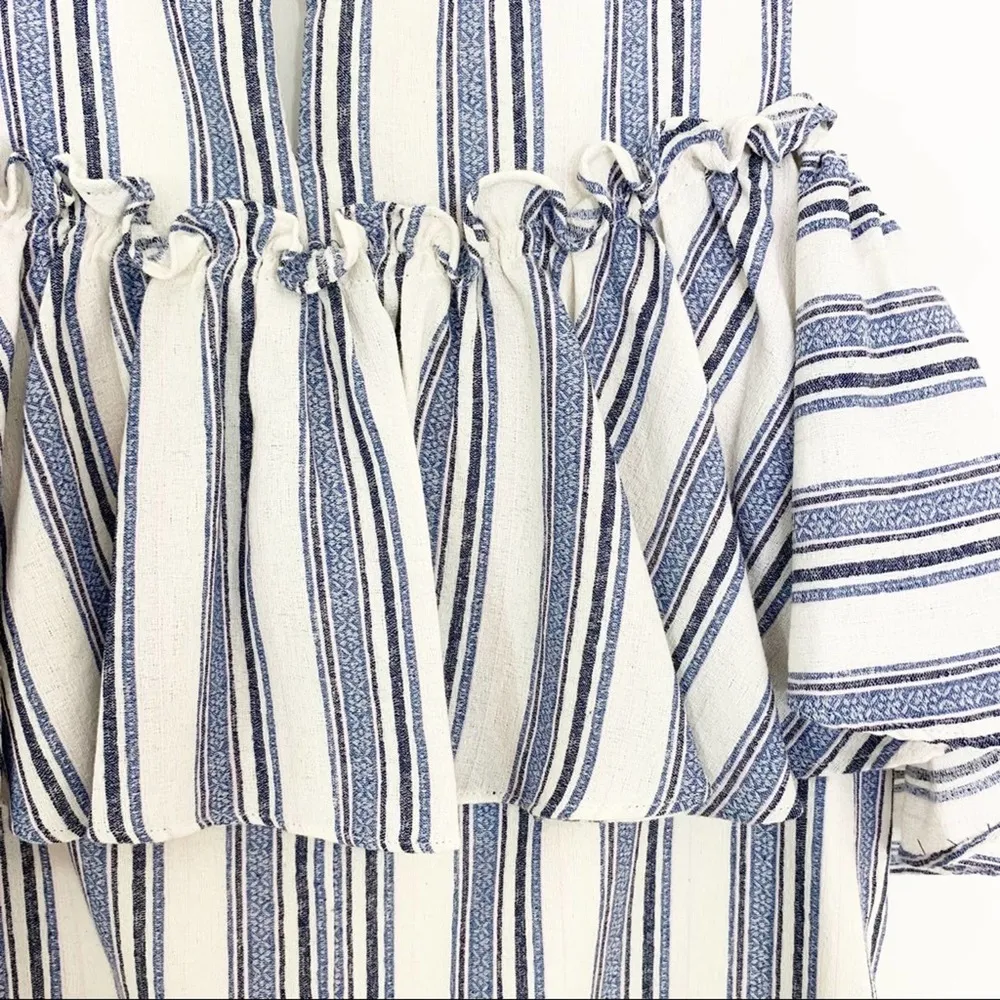 Gianni Bini Mia Striped Ruffle Off Shoulder Cotton Blend Dress Size XS NWT - Image 9