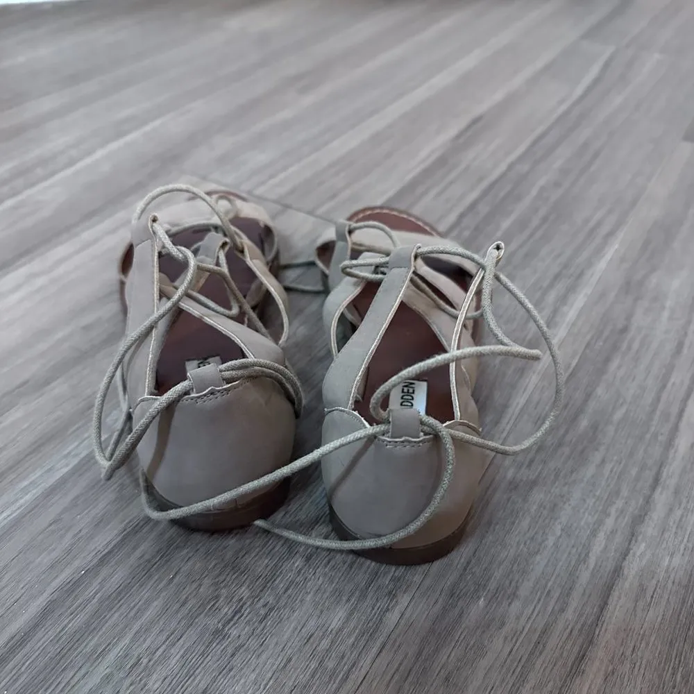 Sanndee Taupe Nubuck Leather Flat Gladiator Sandals - 7M - Image 9