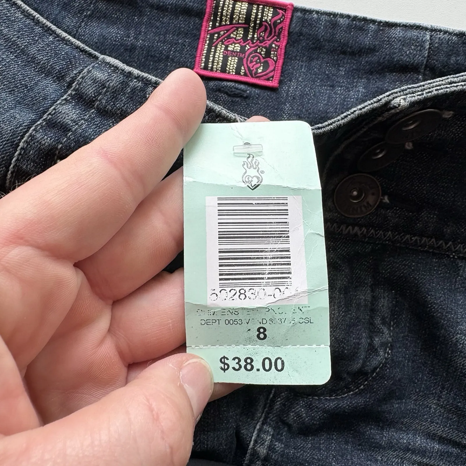 Torrid Jean Skirt Women's 18 Blue Solid Above Knee Pockets Whiskered Denim‎ NWT - Image 7