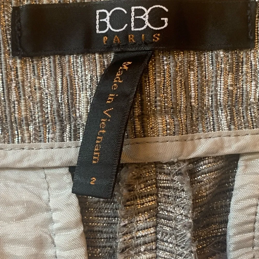 BCBG silver tweed metallic holiday chrome pants size 2 - Image 8