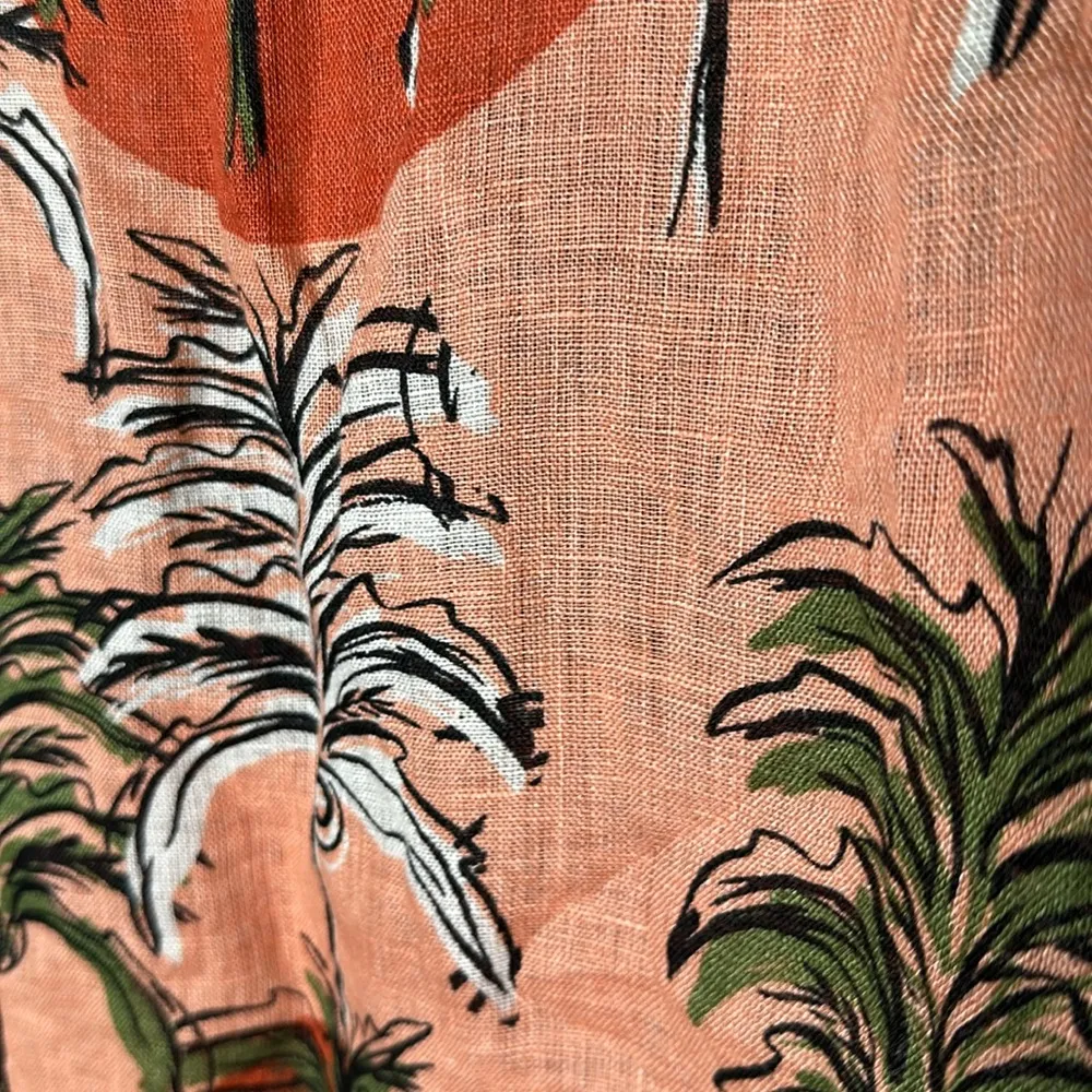 Nicole Miller NY European Grown Flax Linen Tropical Button up Top Shirt size M - Image 15