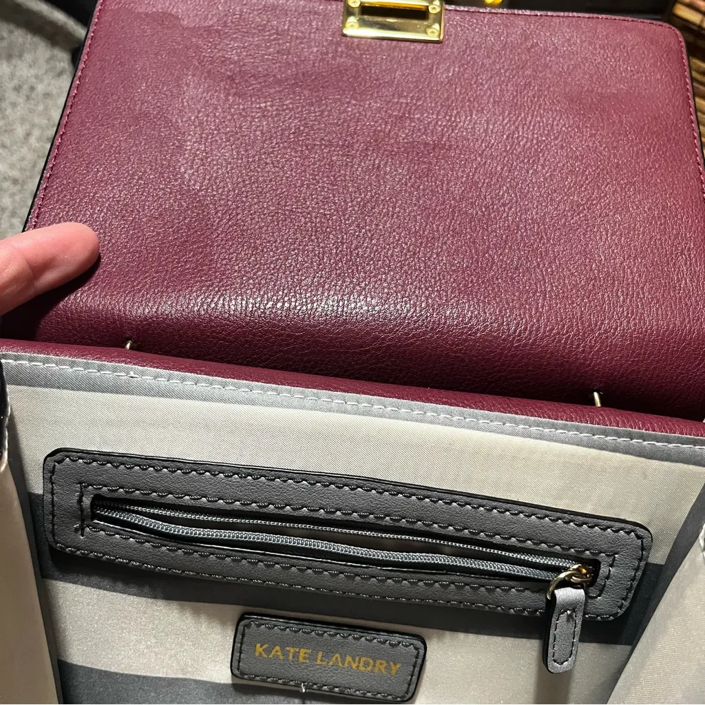 Kate Landry Shimmering Purple Croc Embossed Shoulder Handbag - Image 6