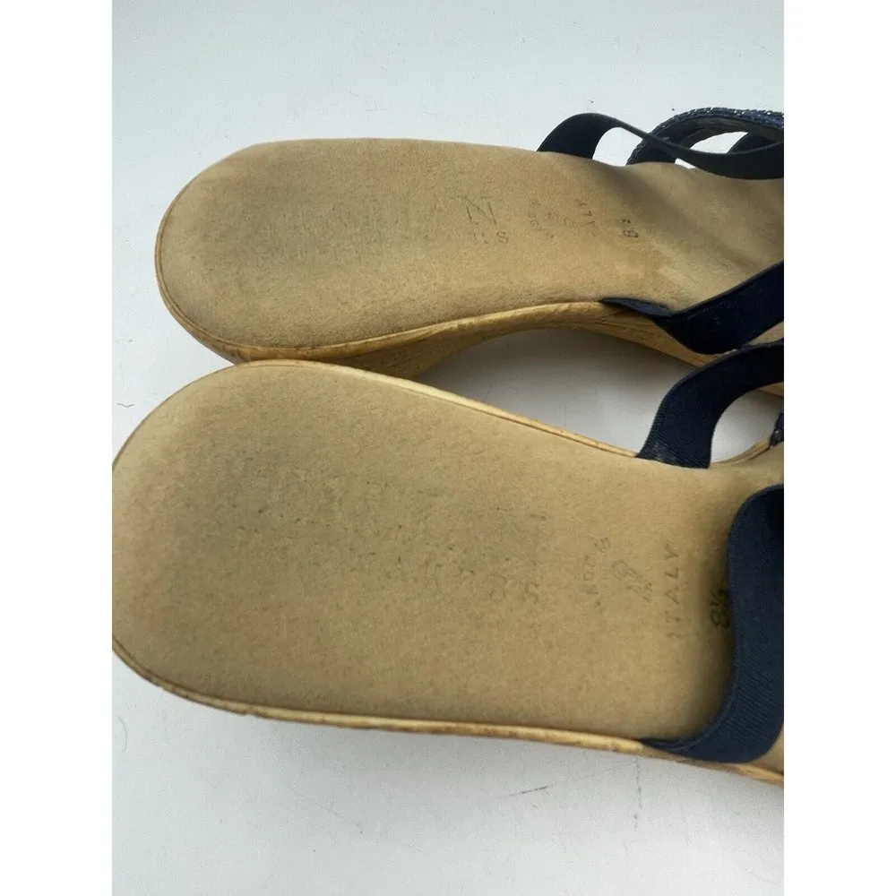 Italian Shoemakers Blue Faux Suede Slides Slip On Wedge Sandals Womens Size 8.5 - Image 9
