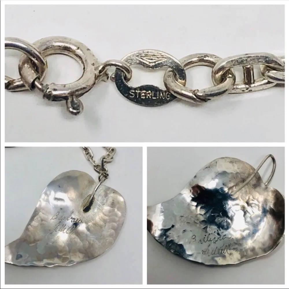 Sterling, artisan signed necklace/earrings set - Image 13