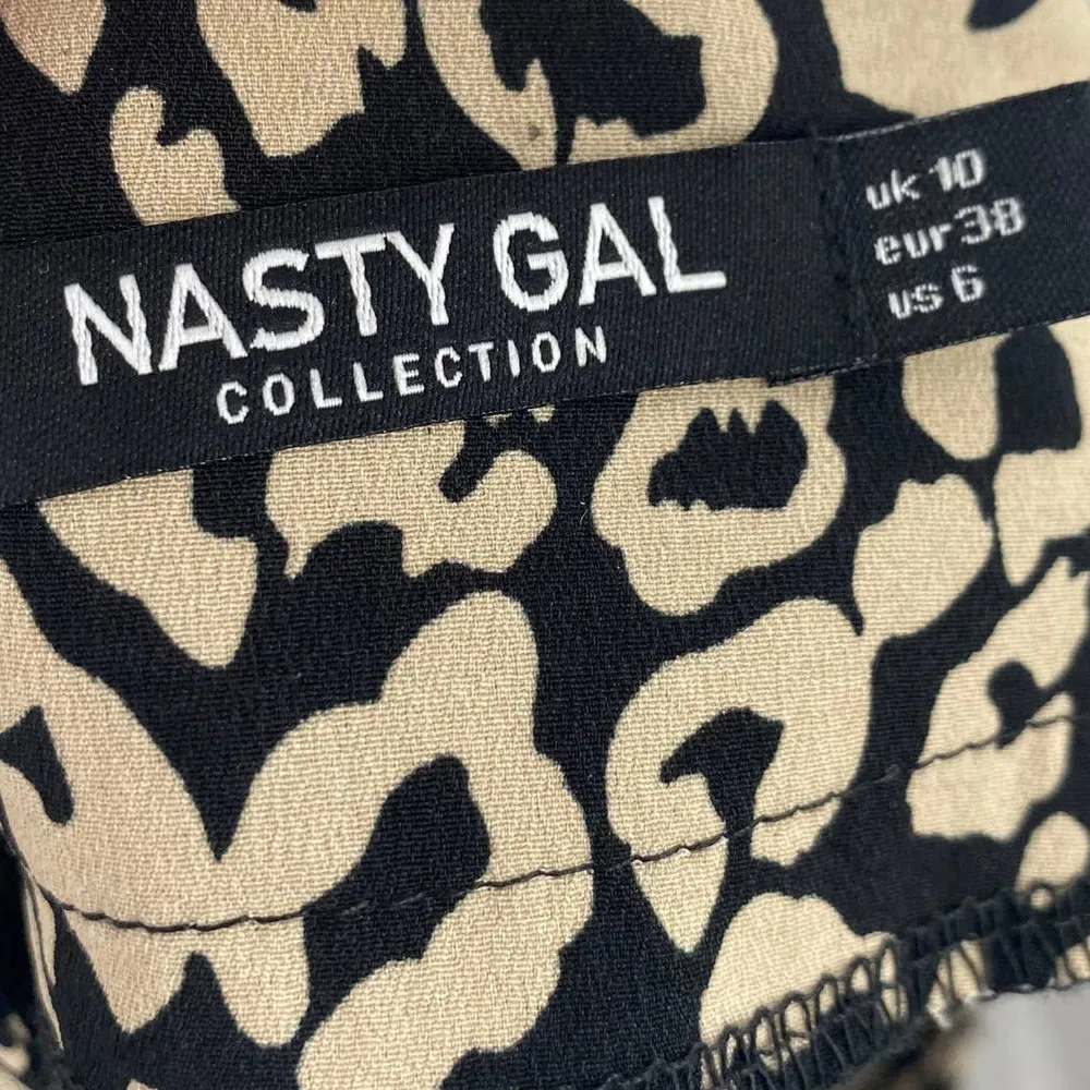 Nasty Gal Leopard Print Midi Skirt High Low High Waisted Black Cream Womens 6 - Image 6