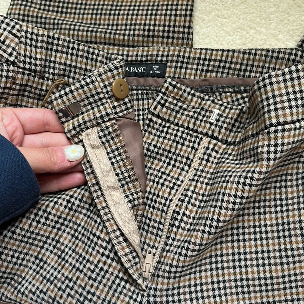 ZARA: Brown Plaid Ruffled Dress Pant - Image 5