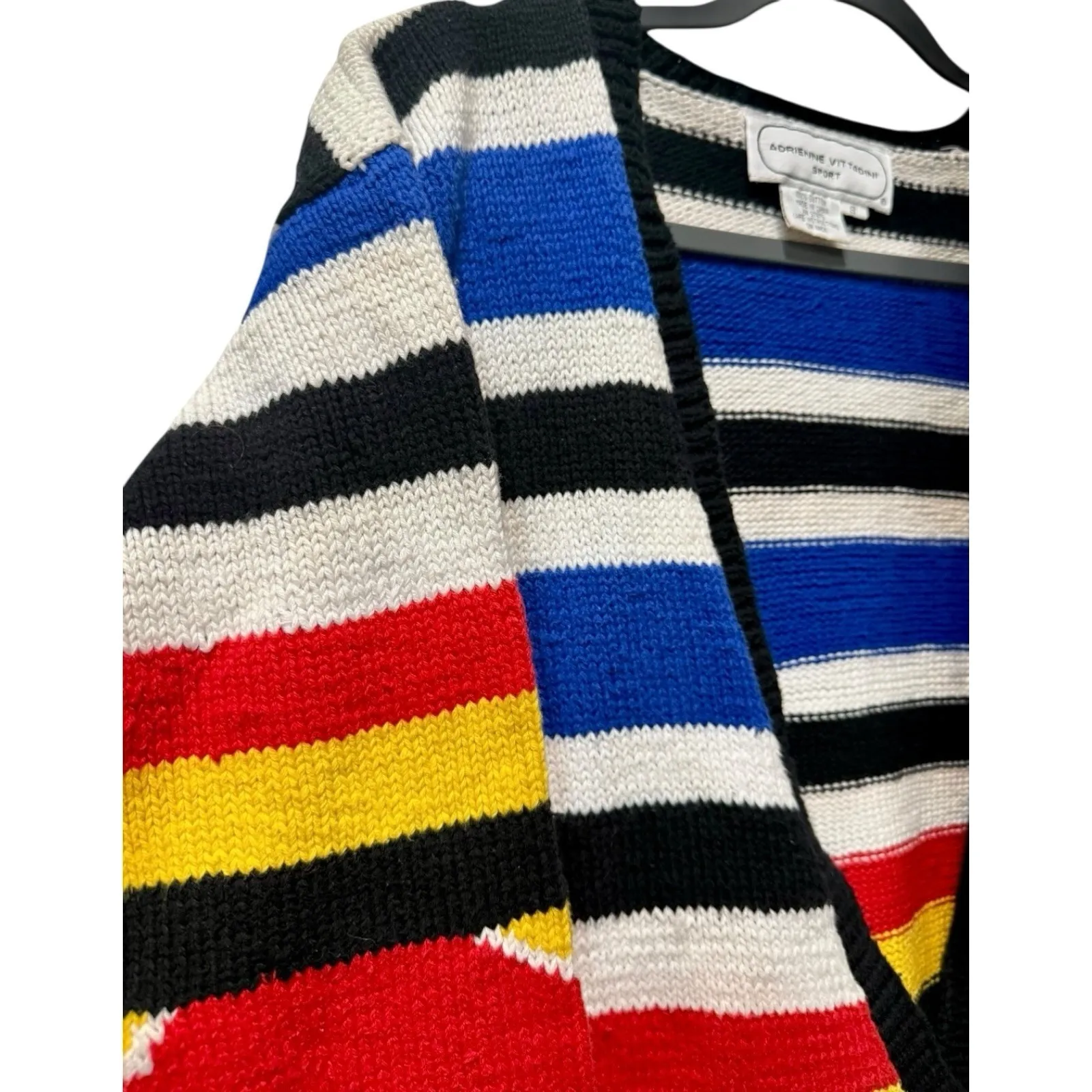 Vintage Heavyweight Aztec Print Striped Cotton Knit Cardigan‎ Sweater Sz Small - Image 2