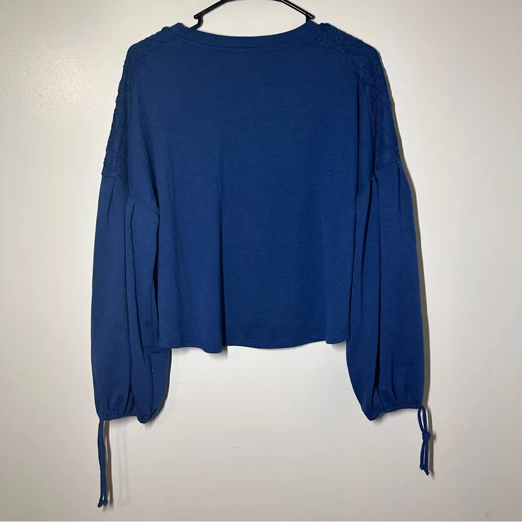 Xhilaration  Navy Blue Blouse with Bishop Long Sleeves - Image 2