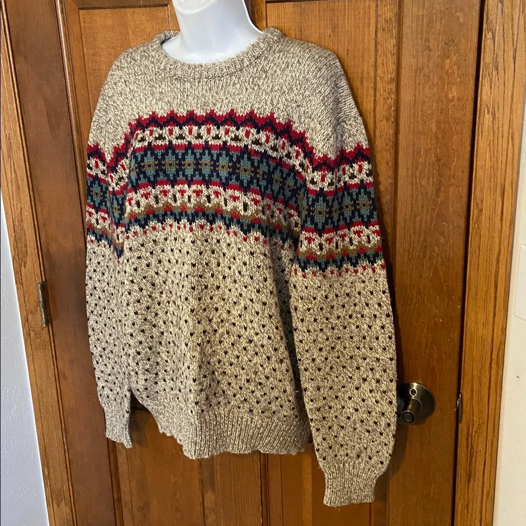Vintage Jean Michaud 90’s fair isle knit Sweater Wool Blend Ski / Cabin Size XL Green - Image 4