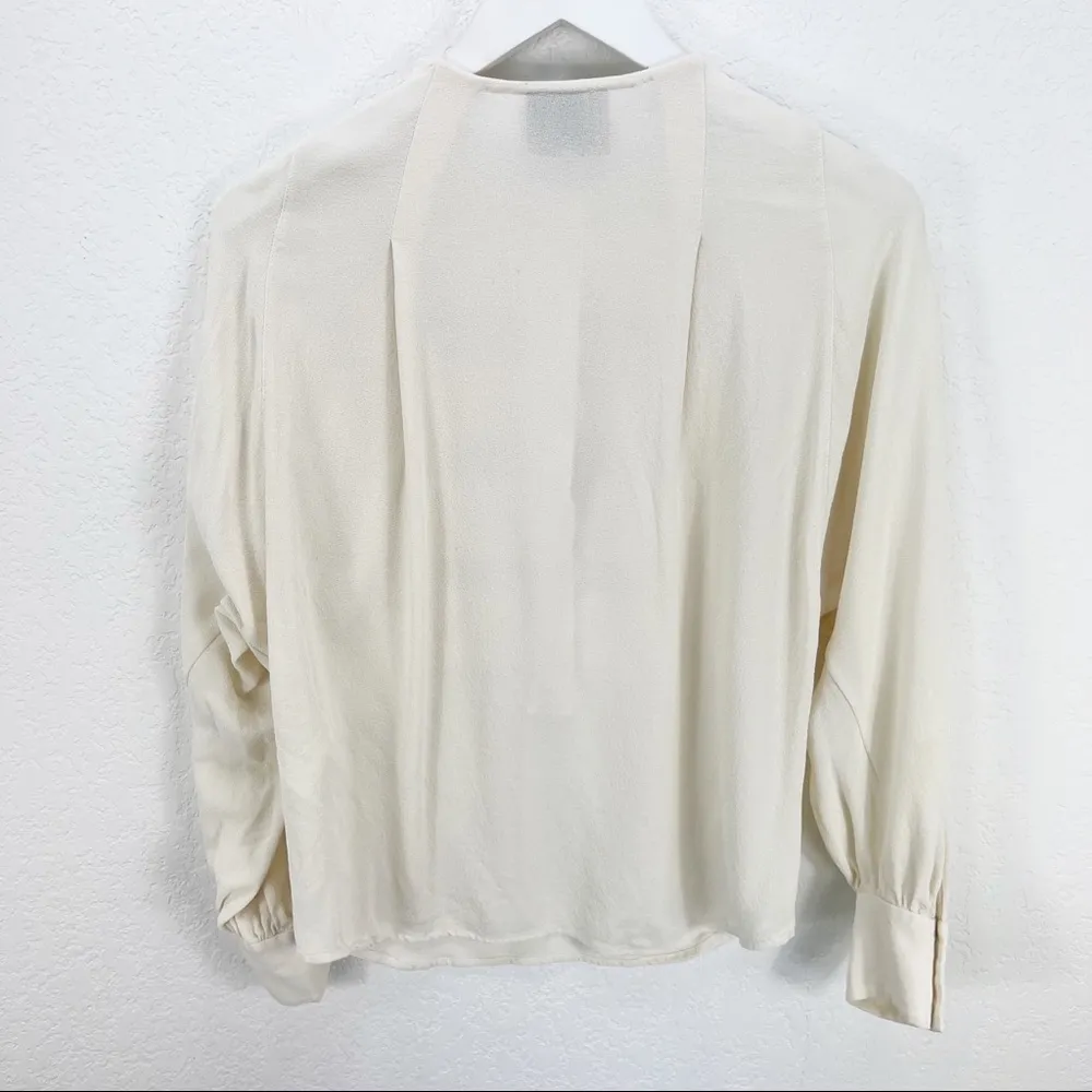 3.1 Phillip Lim Ruffle Front Ivory Blouse Long Sleeve Silk Size 0 - Image 6