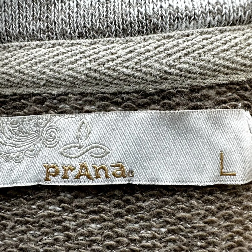 prAna Calexa Tunic Top Cowl Neck Pocket Terry Knit Outdoor Heather Oatmeal Large - Image 3