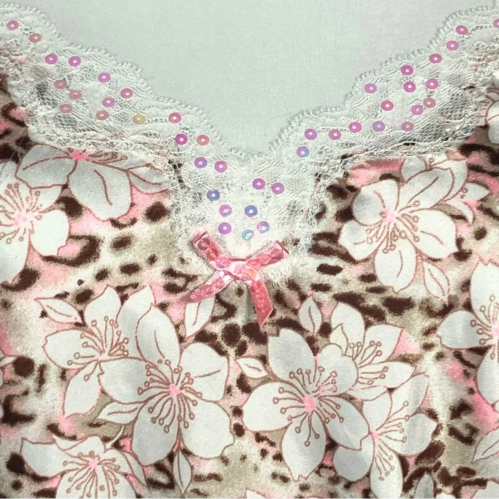 Victoria’s Secret Leopard Floral Chemise Slip Mini Dress. Medium. Fairy, Retro - Image 9