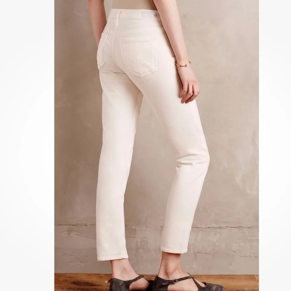 AG The Stevie Ankle Slim Straight Ivory Corduroy Jeans Size 27 - Image 2