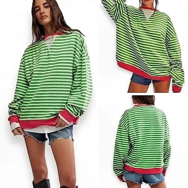 Free People We The Free Classic Striped Oversized Sweater - Image 2