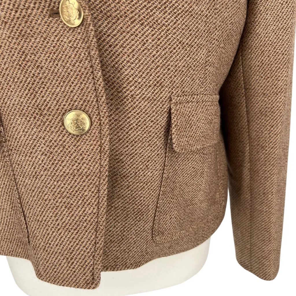 J.Crew Shrunken Fit Wool Blazer Jacket in Camel Tan Size 14 - Image 4