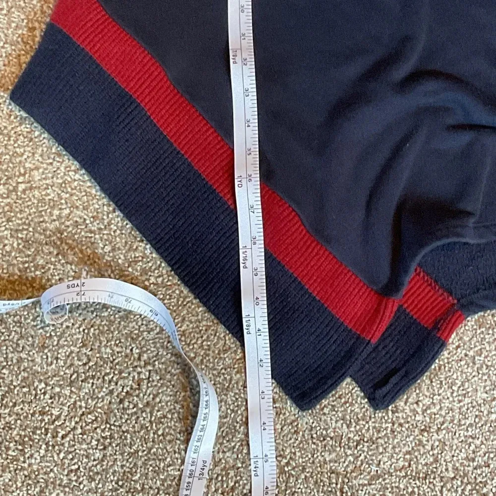 Who What Wear Asymmetrical Sweatshirt Dress Navy Blue with Red Stripe. Size med - Image 8