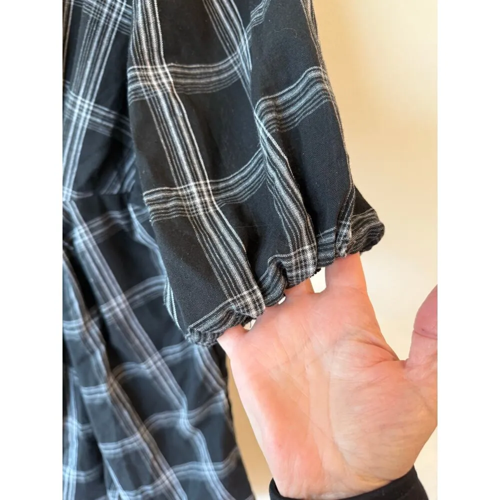 Free People Knotted Front Miss Molly Plaid V-Neck Mini Dress Black Women Size 0 - Image 5