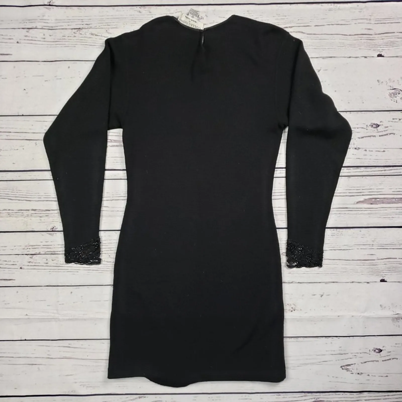 Collections Michelle Stuart Black Long Sleeve Sweater Dress Women's Size Medium - Image 8