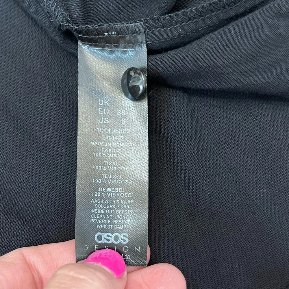 NWT asos black long sleeve dress tie front size 6 - Image 6