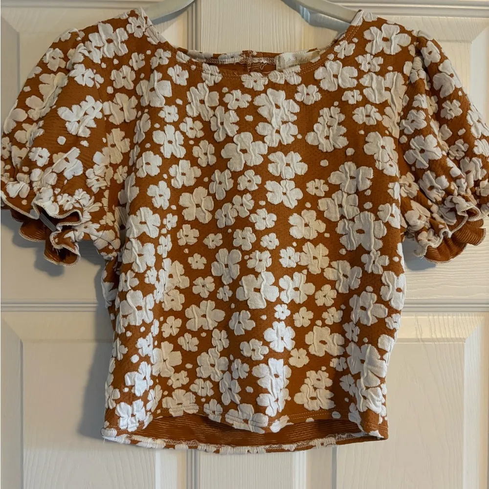 Altar’s State Orange Retro Flowers Crop Top - Image 2