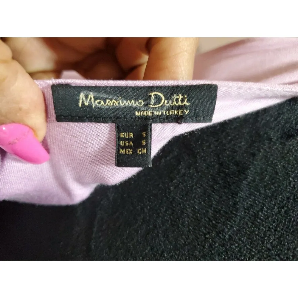 Massimo Dutti Women's Purple Solid Polyester Sleeveless V-Neck Blouse Size Small - Image 7