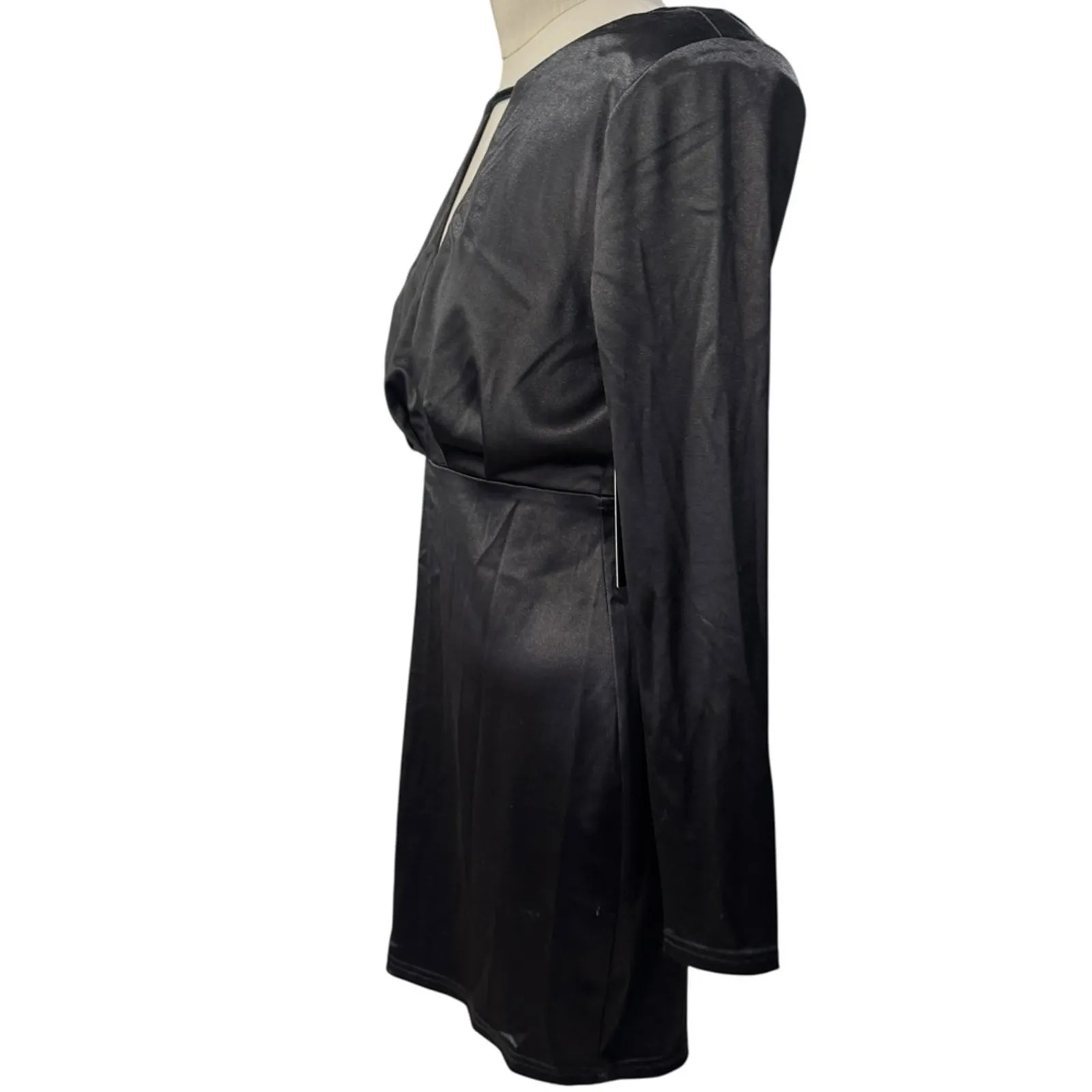 Lulu's Turned Up Black Long Sleeve Bodycon Dress Sleek Black Long Sleeve NEW - Image 4