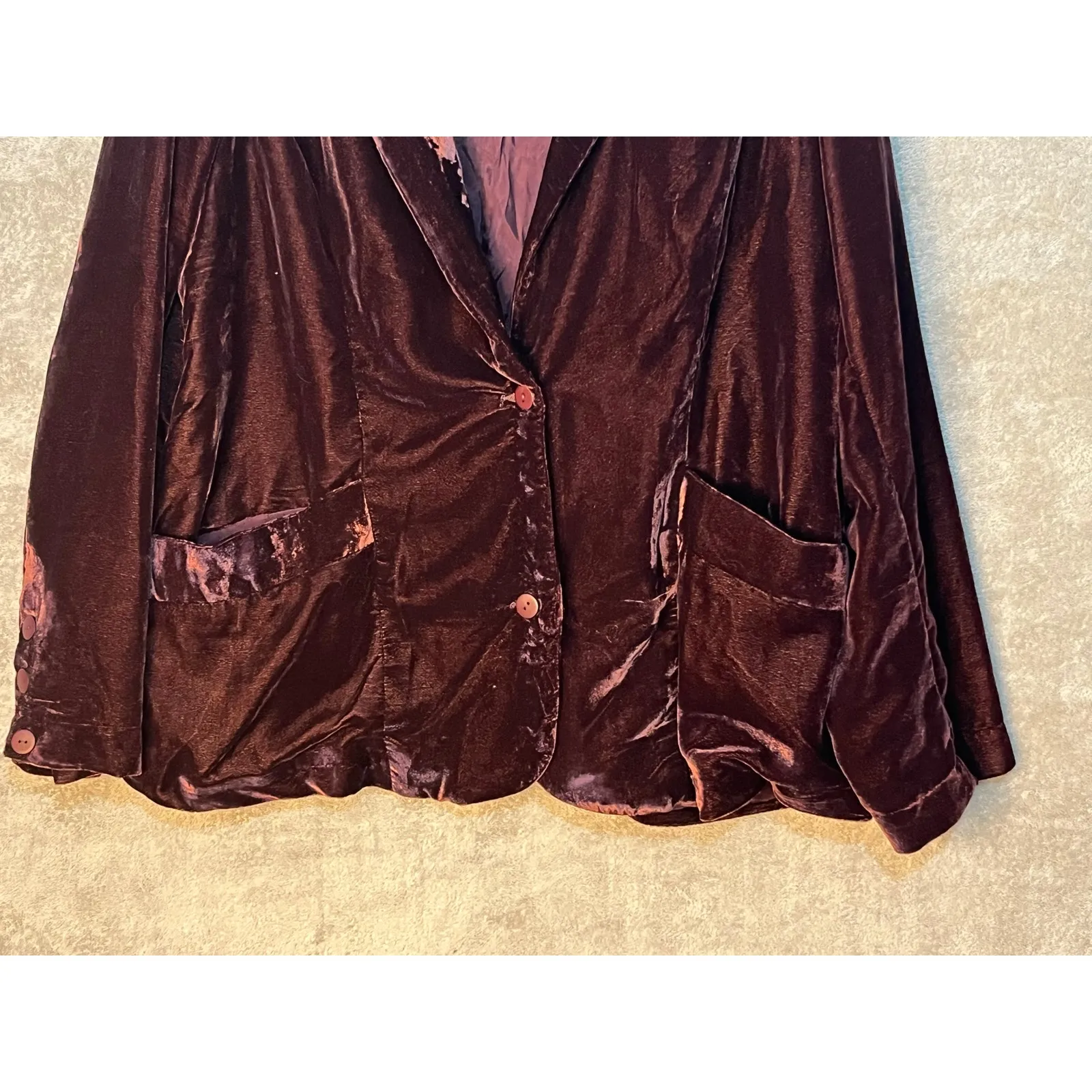 Kyla Seo Jasper Jacket XL Burgundy Oxblood Velvet Blazer Whimsigoth Holidays Red - Image 3