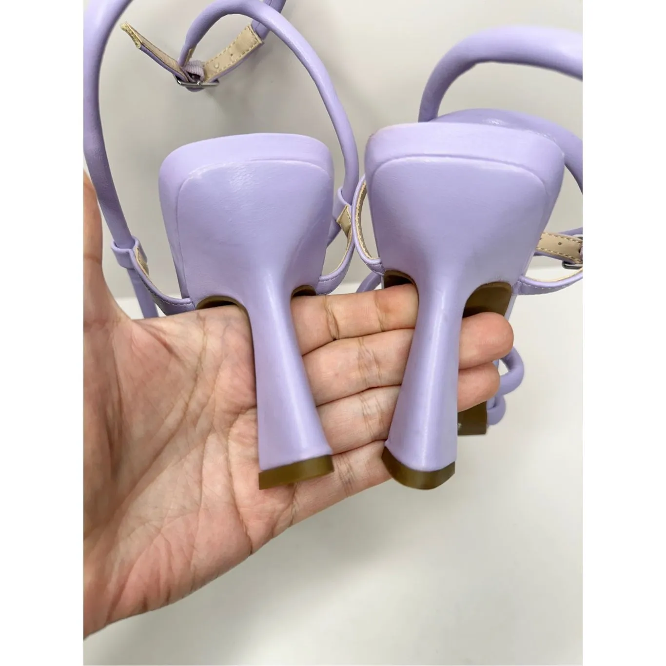 BP Sandals Size 5.5 Lilac Wraparound Square Toe High Heels - Image 9