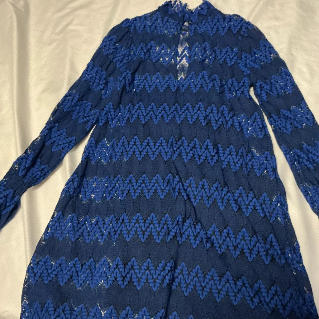 Free people Stylish Black Dress with Blue Lace Overlay. - Image 7