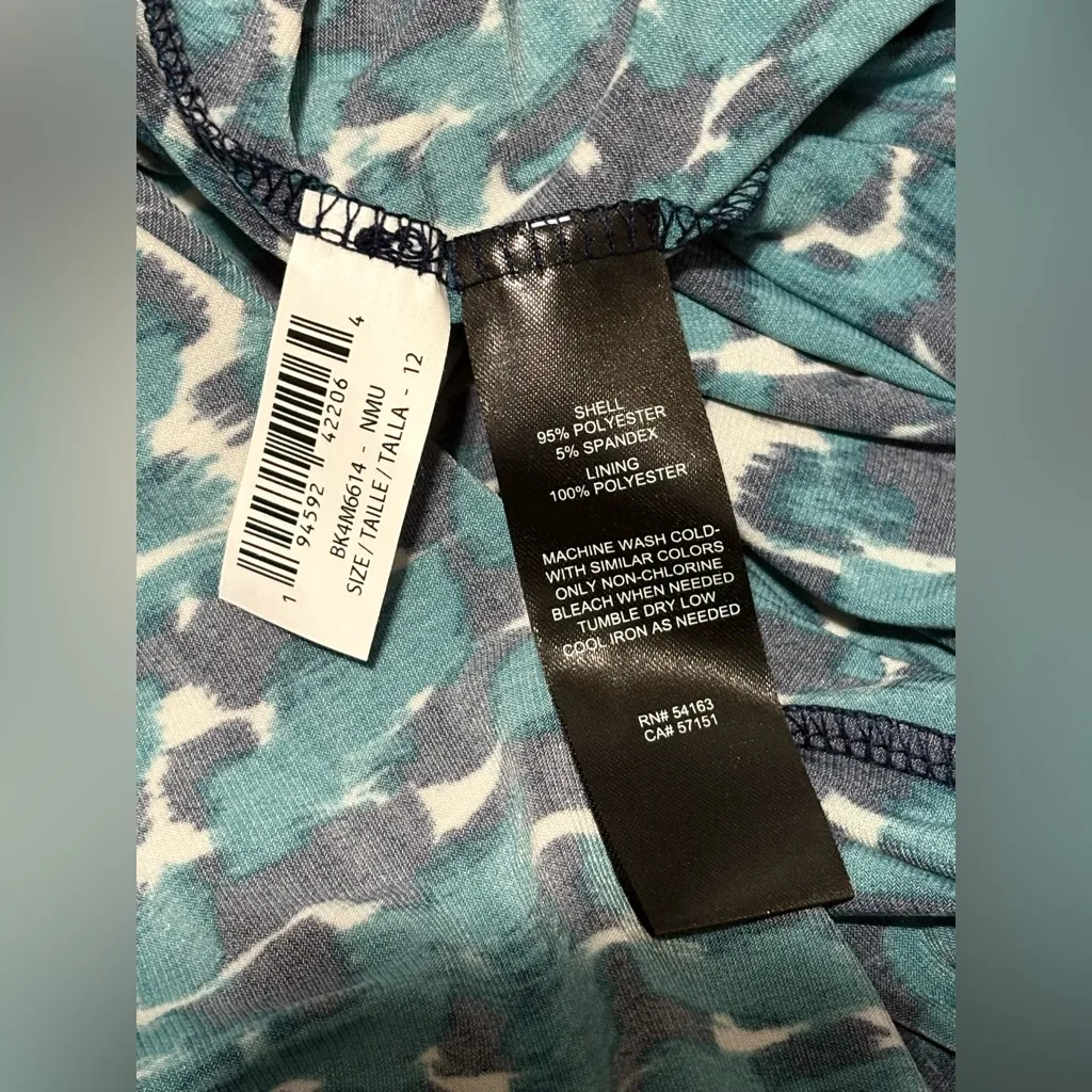 Jessica Howard Turquoise/Black Long Sleeve Printed Fit and Flare Dress NWT - Image 9