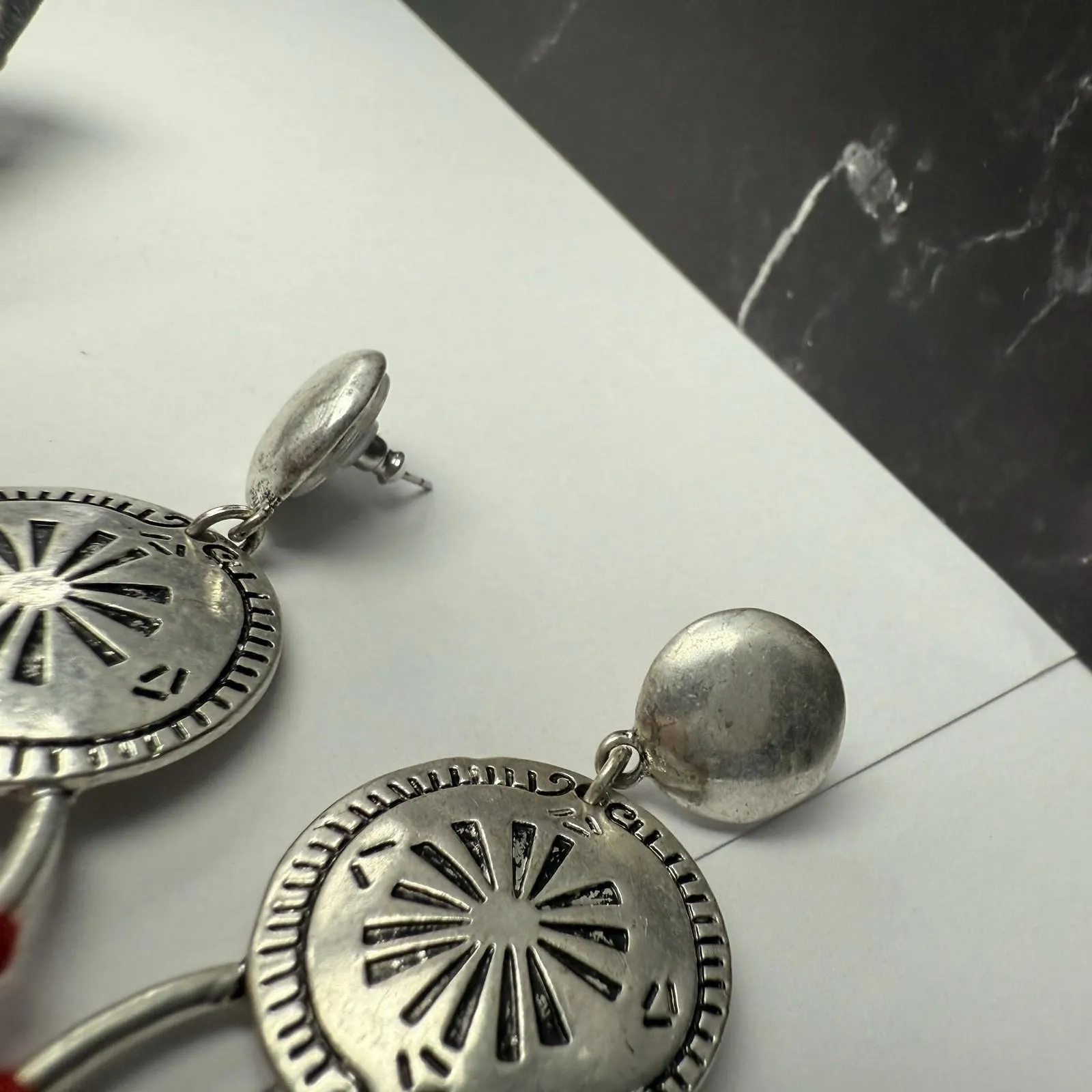 Hoop, Large Stud, Dangle Statement Colorful Mix Pierced Earrings Lot Of 3 - Image 7