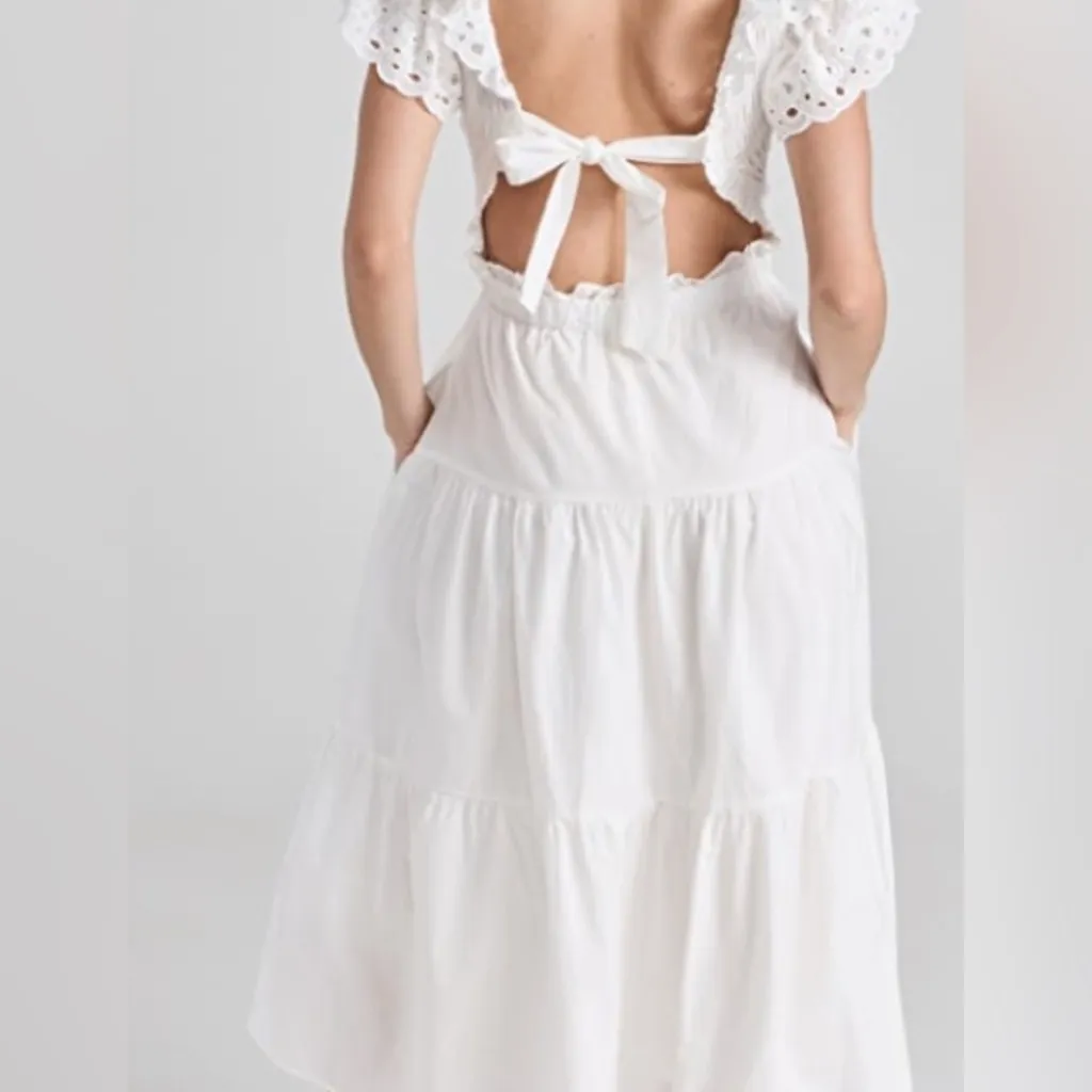 En Saison Alana Smocked White MIDI Dress - Image 2