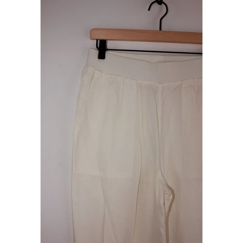 Faherty Women Pants White Arlie Jogger Utility Linen Pull On Stretch Size Medium - Image 5