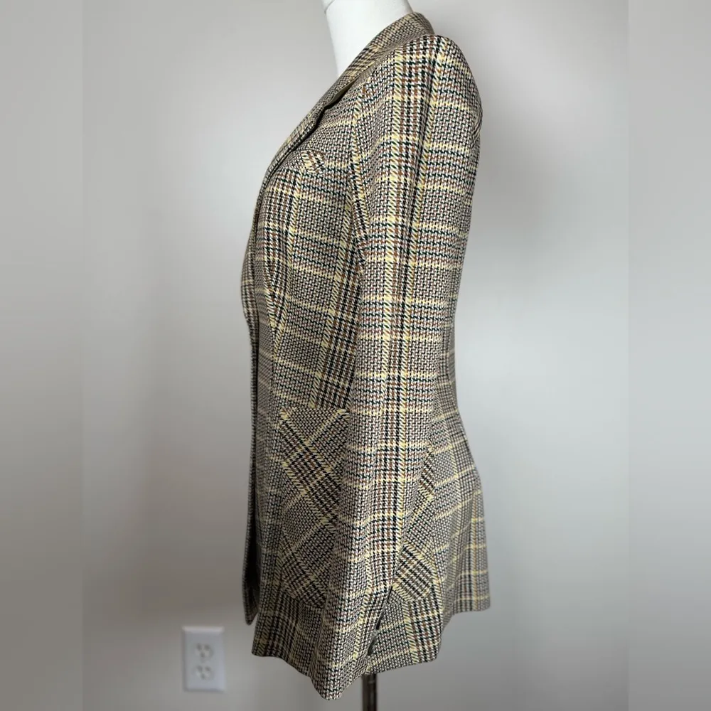 CAbi Pastime Blazer Jacket Multicolor Plaid Stretchy Rayon Blend Women's Size 0 - Image 3