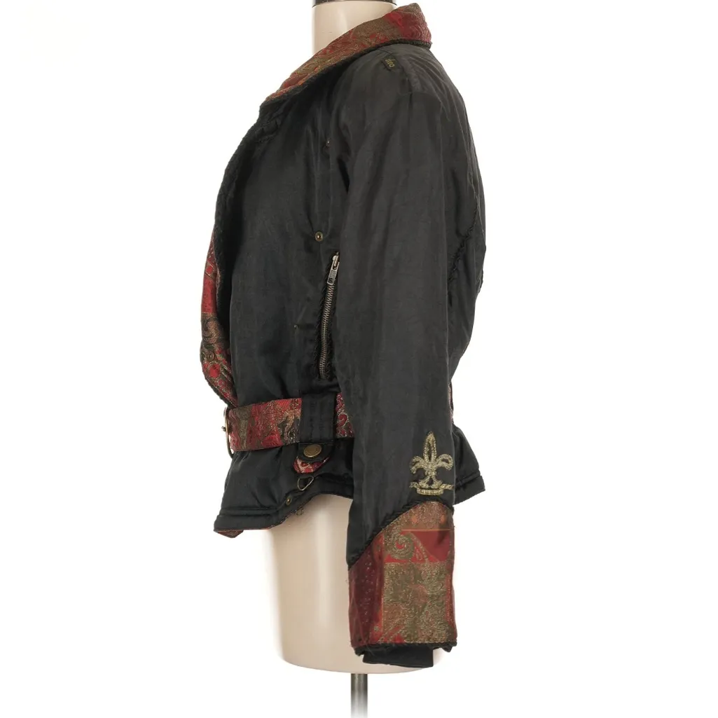 Vintage 80s Skea Sylish Women's Black and Red Ski Jacket Black Red Gold sz 8 - Image 4