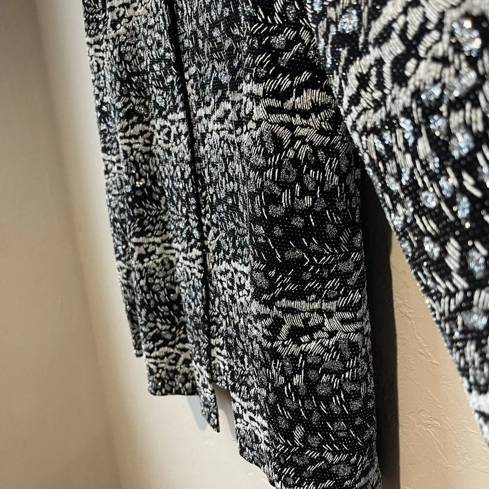 Sparkly Modest‎ Top Mother Of The Bride Animal Print Sequin New Years Party Top Silver Size 16 - Image 6