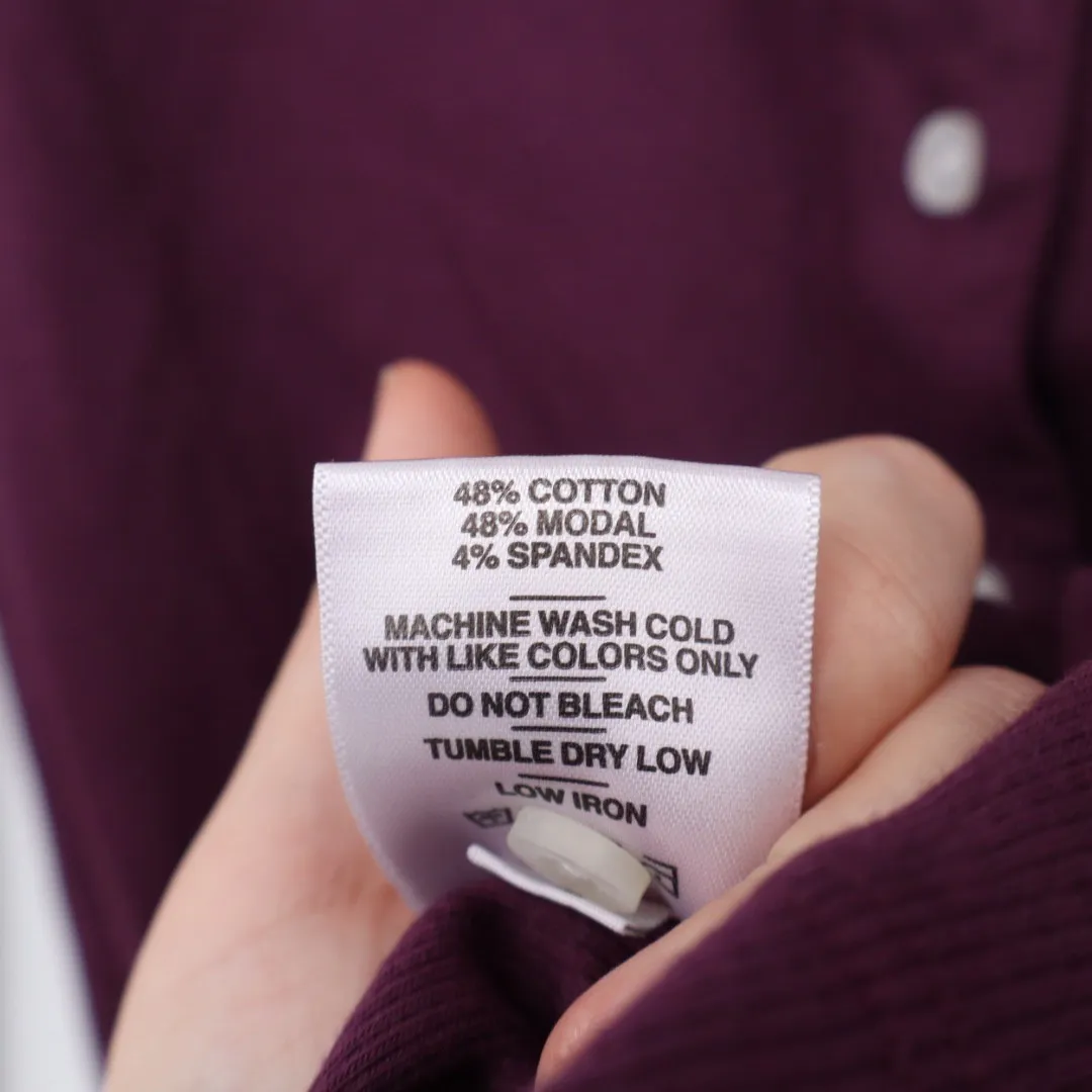 American Giant Ribbed Button Front Long Sleeve Crop Top Burgundy Size L Purple Size L - Image 4