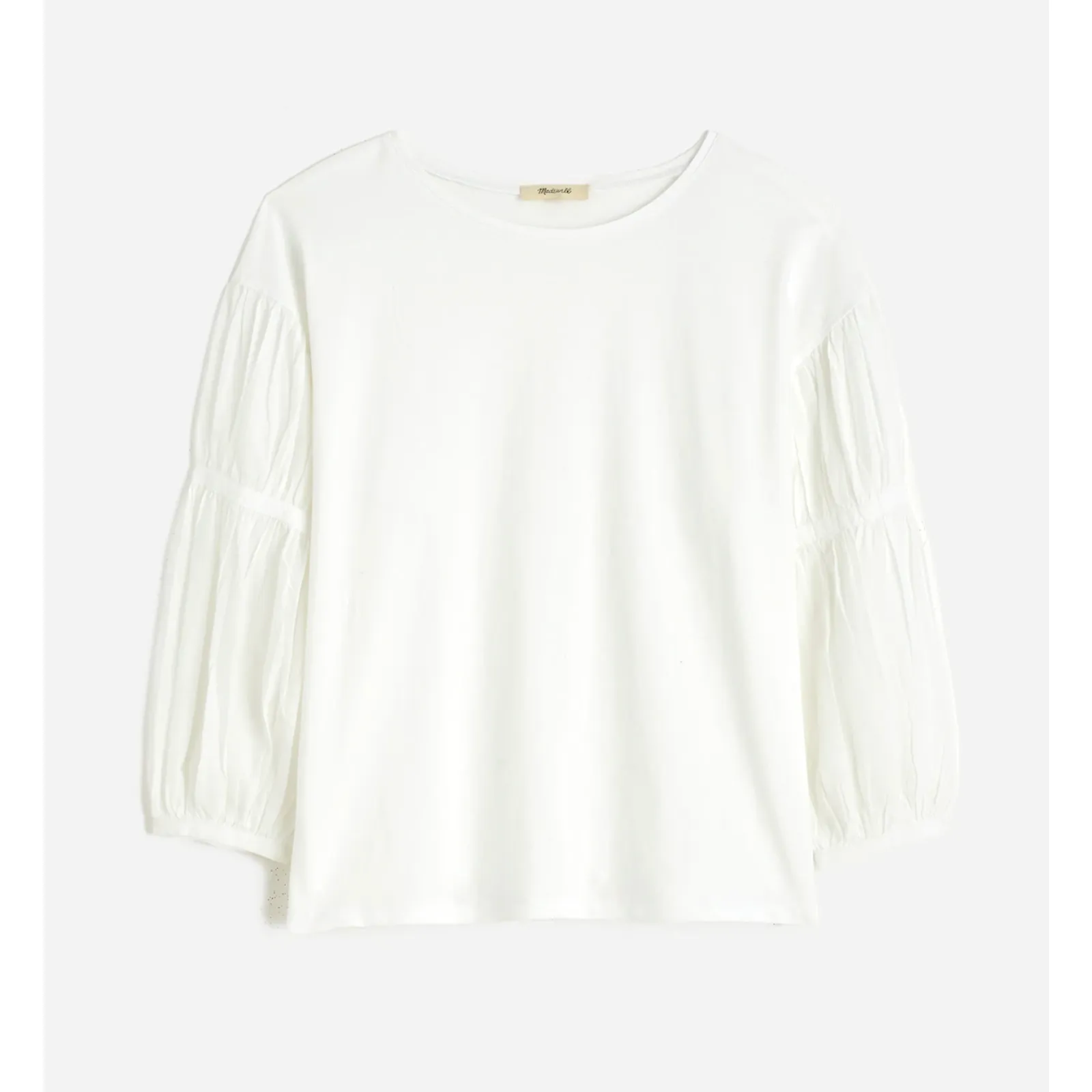 NEW Madewell Puff Sleeve Drop Shoulder Knit Top Cotton Viscose White Small - Image 6