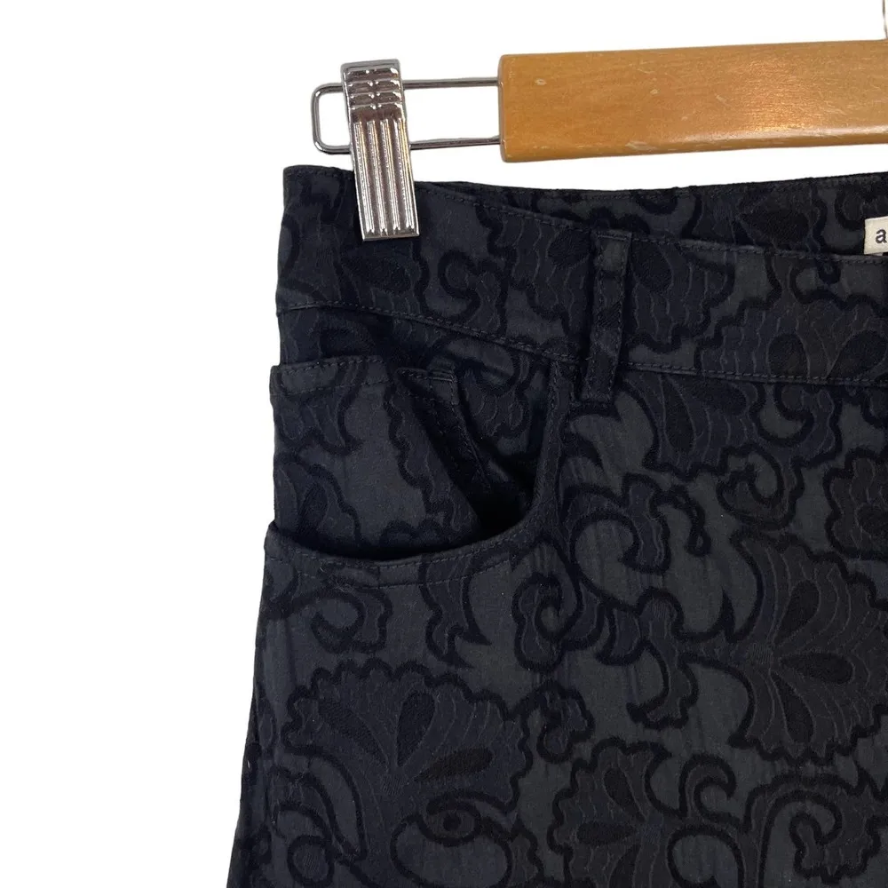 Alice + Olivia Black Textured Scroll Print Jacquard Dress Trousers Pants Size 6 - Image 3