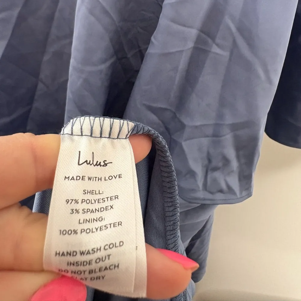 Lulus Blissfully Beautiful Slate Satin Strapless Tiered Maxi Dress Size XL Lined - Image 7