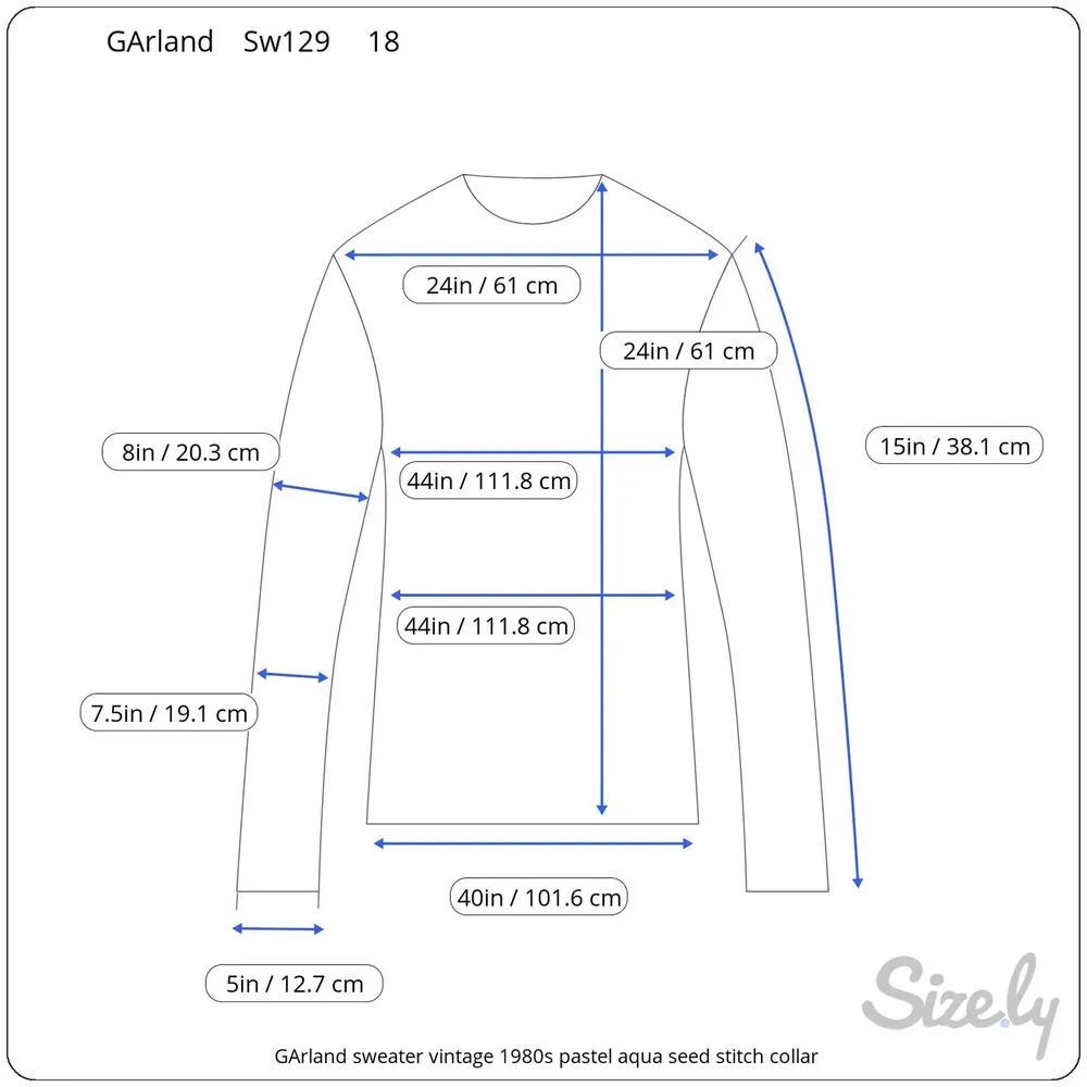 Garland sweater vintage 1980s pastel aqua seed stitch collar Green Size 18 - Image 10
