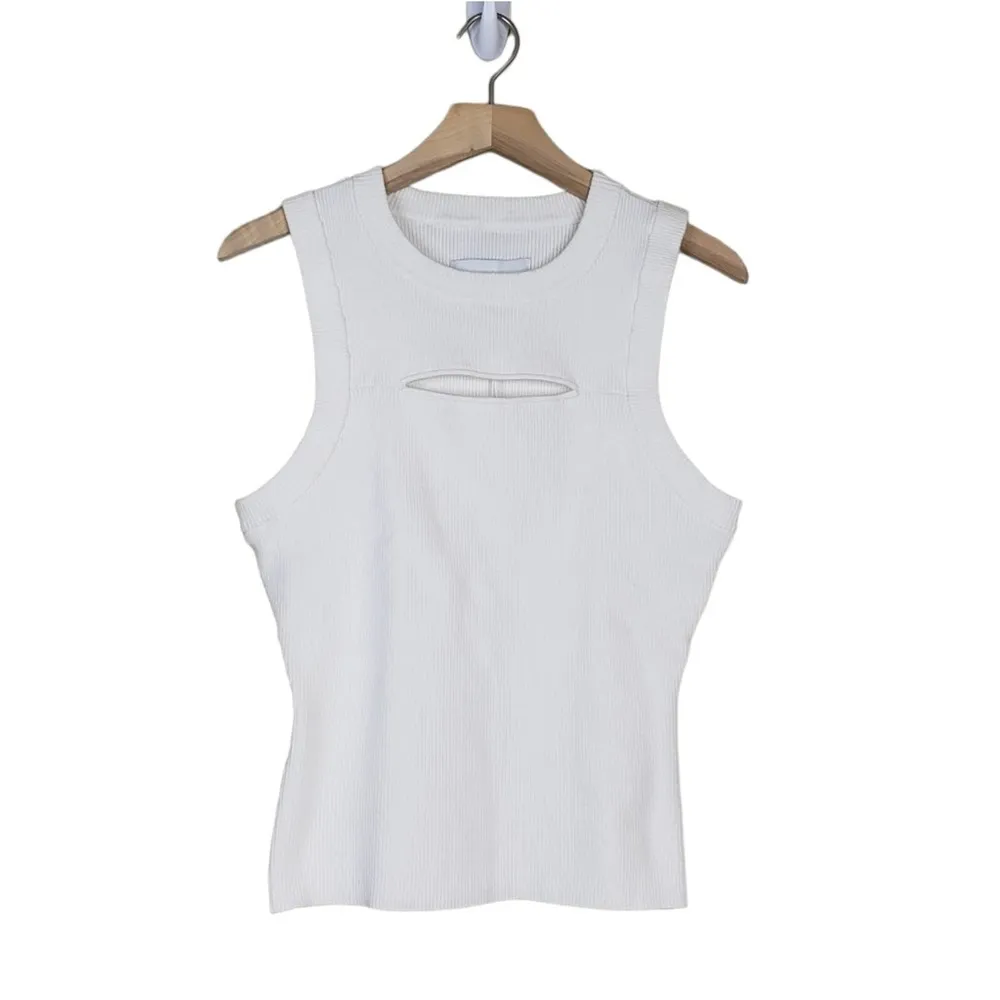 Pistola Womens L Nella Cashmere Blend Cutout Tank in White NEW - Image 2