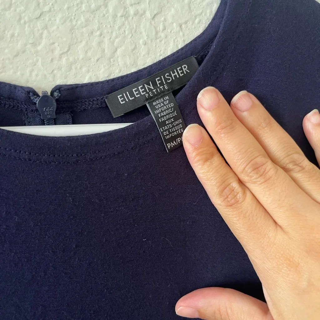 NEW EILEEN FISHER Jumpsuit Size PM‎ Blue Jersey Stretch Sleeveless Wide Leg Crop - Image 4