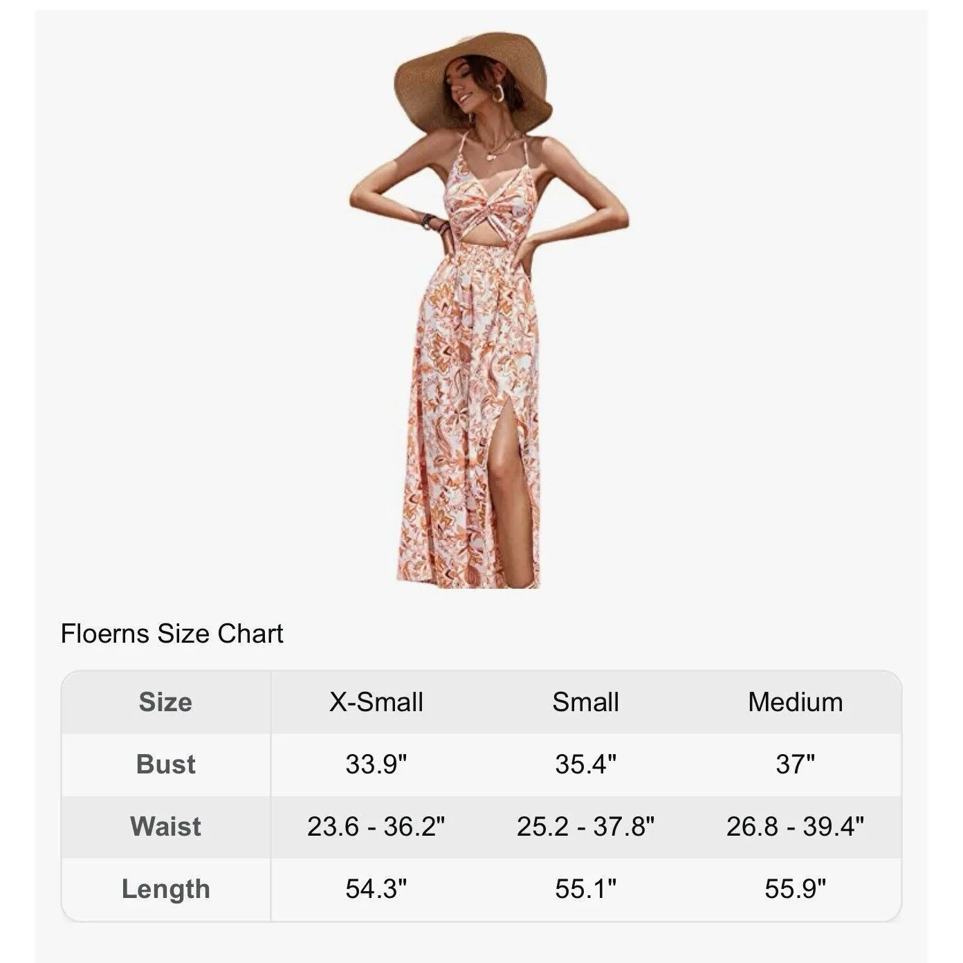 Women's Twist Front Backless Tie Back V Neck Floral Cami Maxi Dress Size M Size M - Image 5