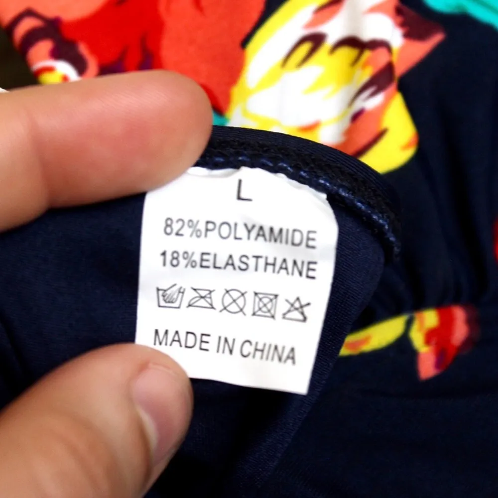 Navy Floral V Neck One Piece Swimsuit “X” back - Image 7