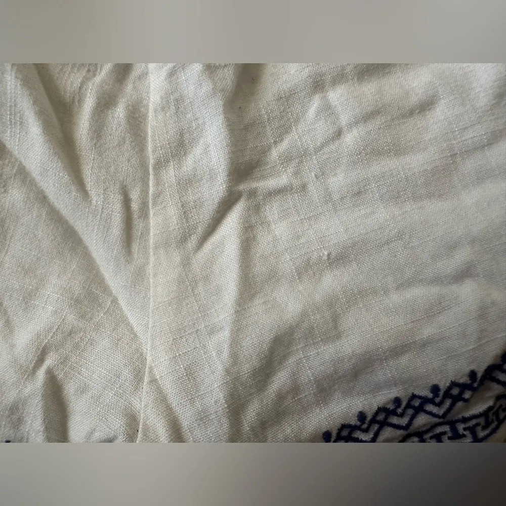 Blue Rain Dressy Shorts Womens Sz S embroidered Greek key detail Linen Cotton - Image 5