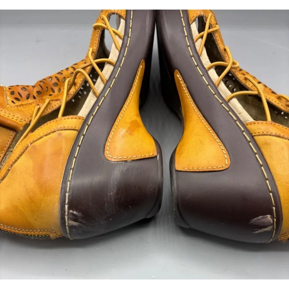 JBU Nelly Wedge Sandals Womens Perforated‎ Leather Ankle Boots 8.5 - Image 8