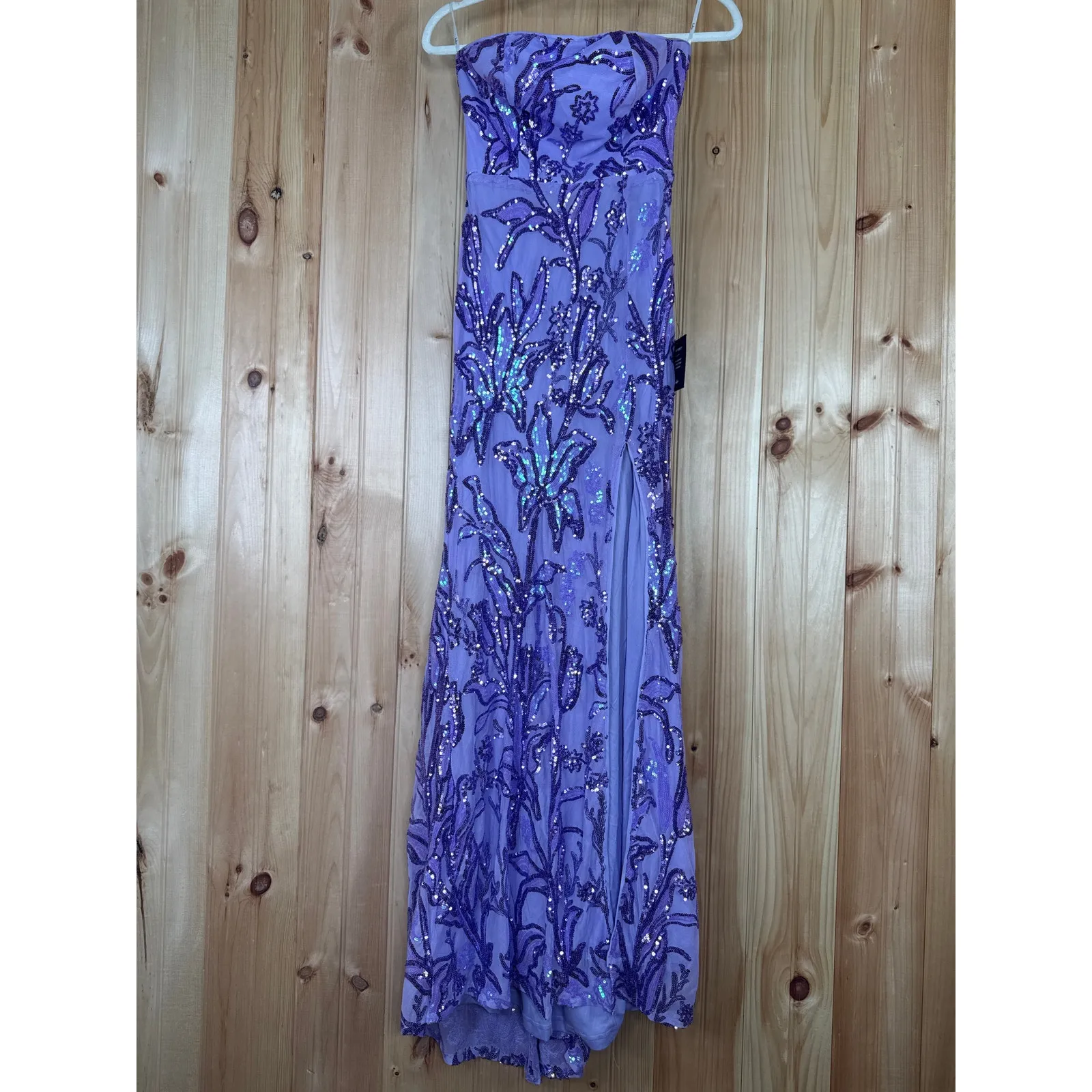 NWT Lulus Shimmering Icon Lavender Sequin Lace-Up Strapless Maxi Dress Size S - Image 2