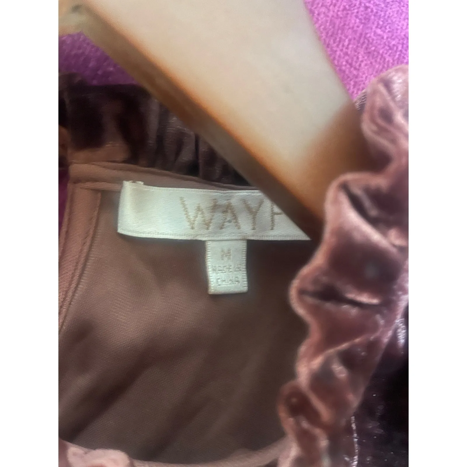 WAYF Erika Puff Sleeve Crushed Velvet Top Blouse REGENCY WHIMSY GOTH Size M - Image 4