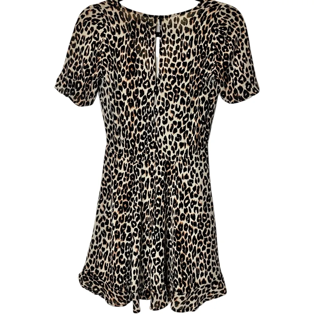 Reformation Leopard‎ Print Animal Print Short Sleeve V-Neck Mini Dress 2 - Image 2